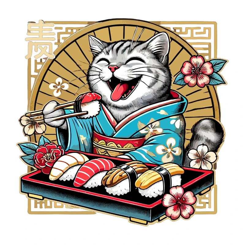 Sushi Katze getigert Kimono Maki Nigiri Geschenk