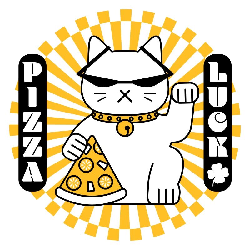 Die Glückskatze wünscht dir gute Pizza