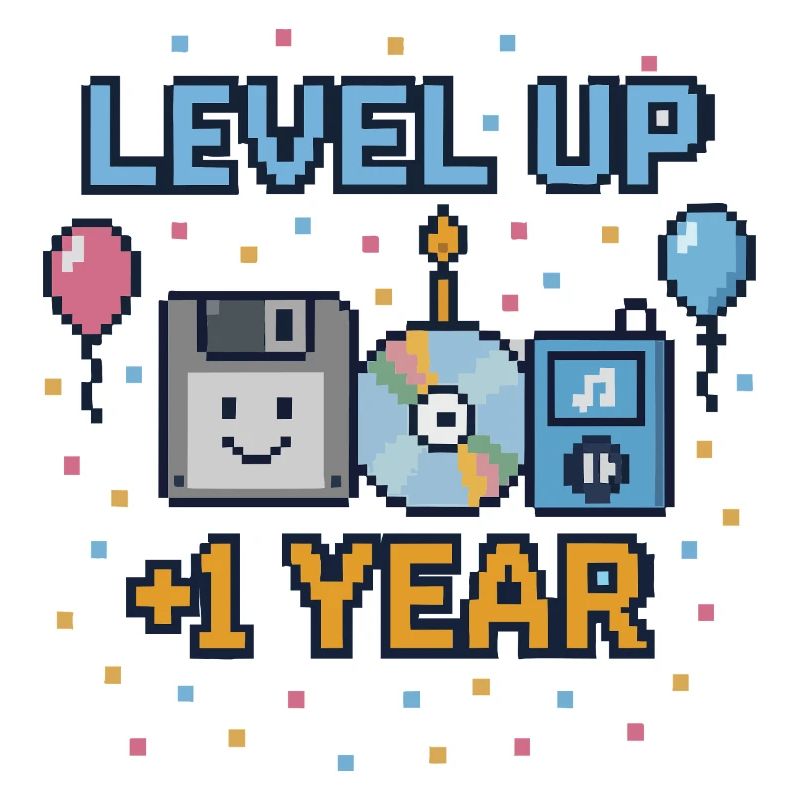 Level Up Geburtstag – Pixel Retro
