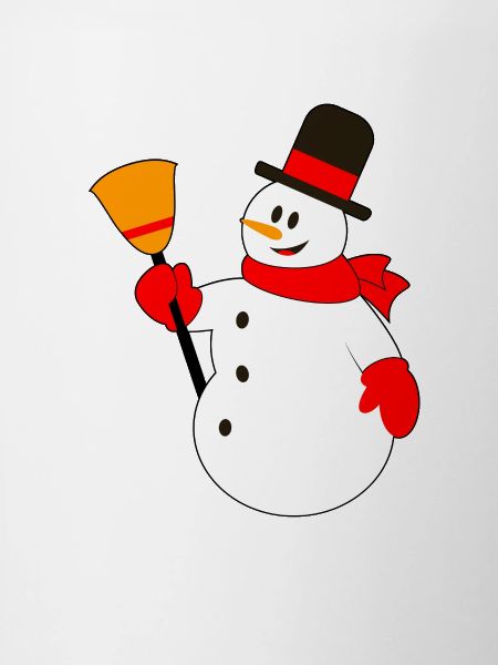 Snowman with hat and broom