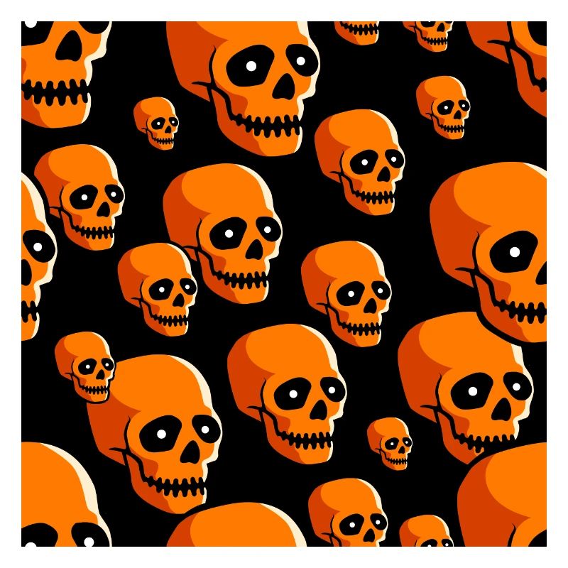 Skulls Pattern Halloween Black & Orange Pumpkin