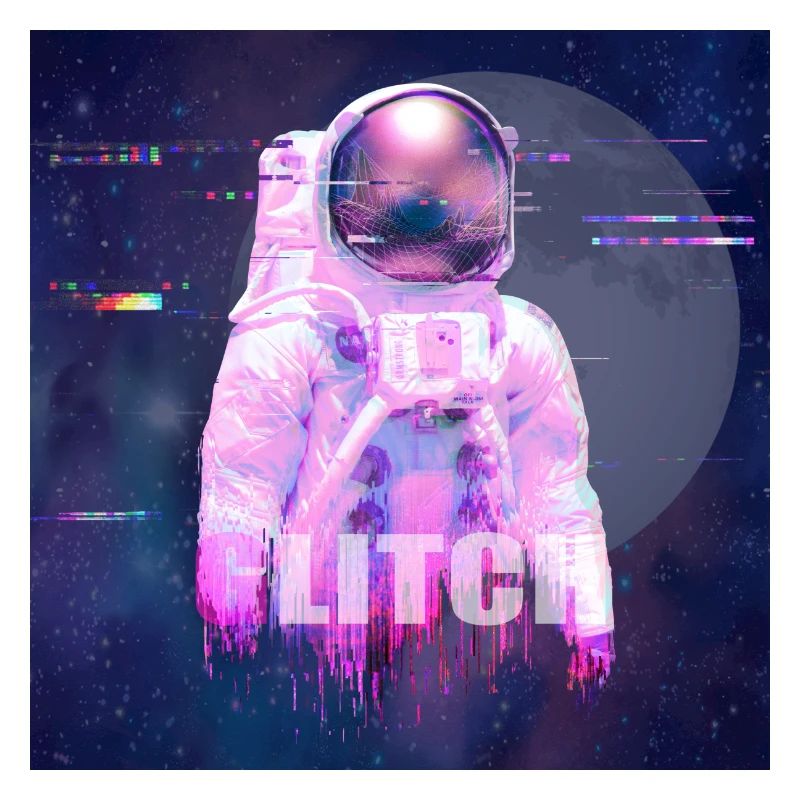 Vaporwave Glitch Moon Astronaute
