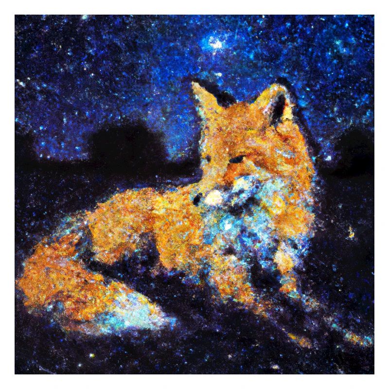 Fuchs unter einem Sternenhimmel