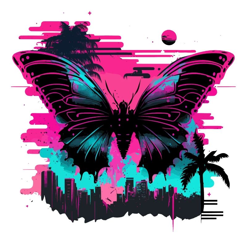 Verträumter Vaporwave Schmetterling