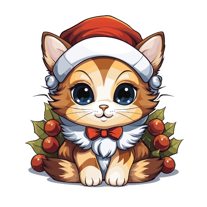 Design de Noël de chat - Style Kawaii