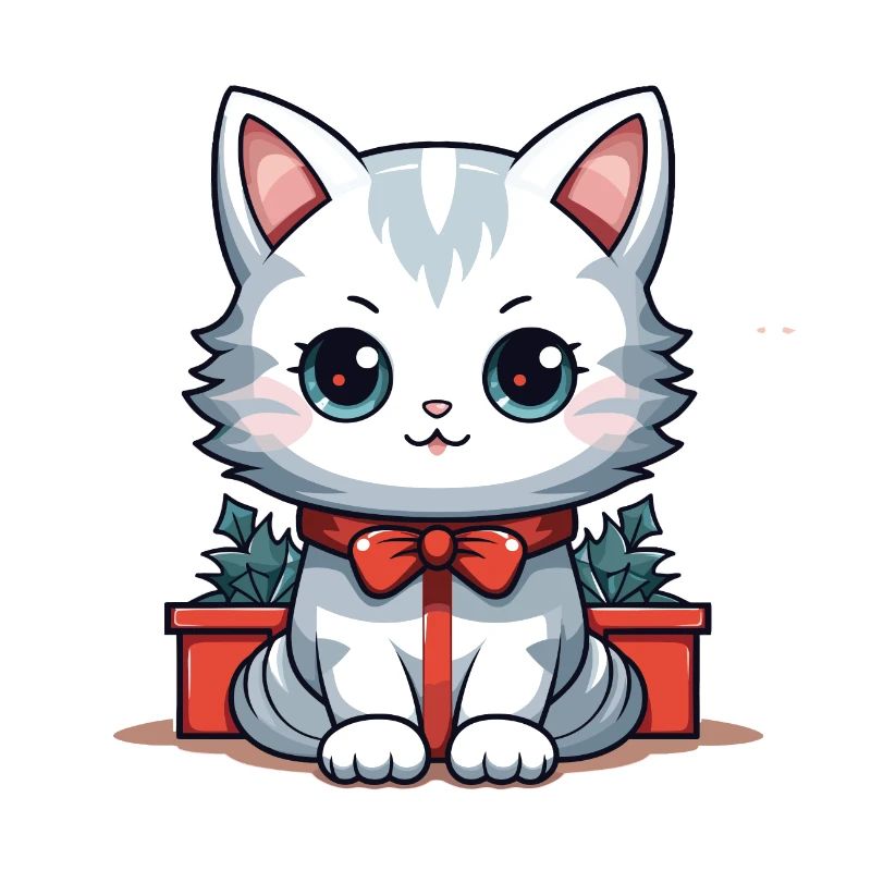 Design de Noël de chat - Style Kawaii