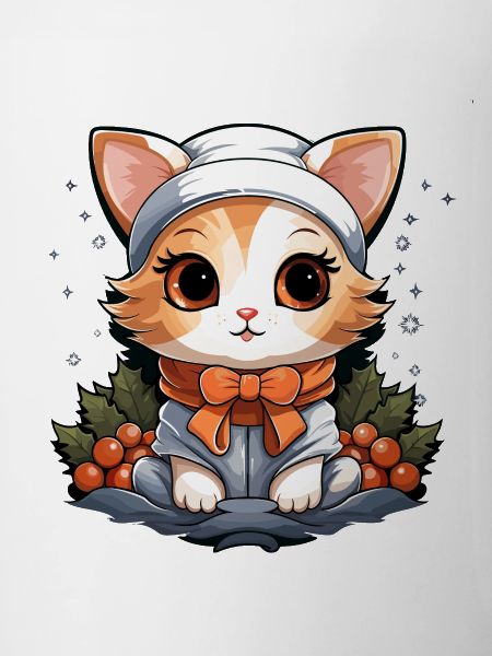 Cat Christmas Design - Kawaii Style
