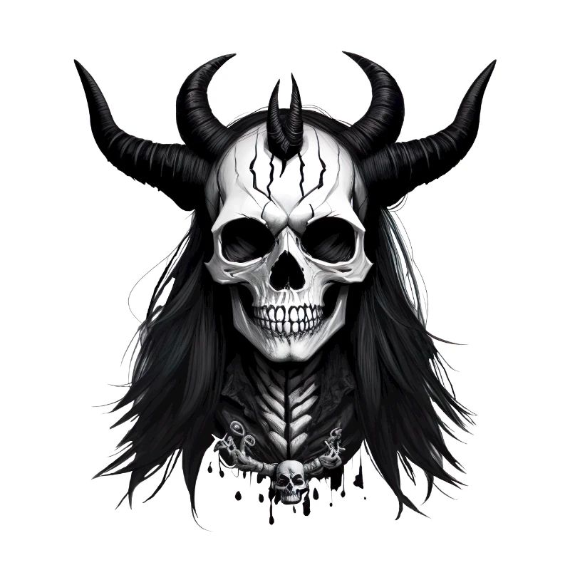 Skull with Horns Devil Skull