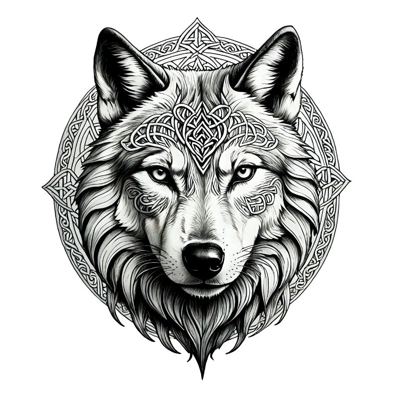 Wolf mit keltischem Knoten 01