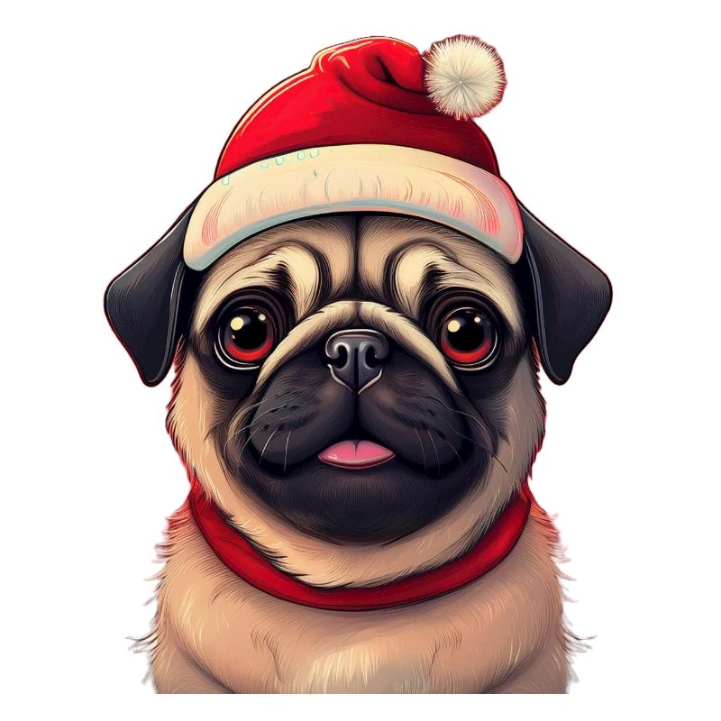 Süßer Mops mit Weihnachtsmütze