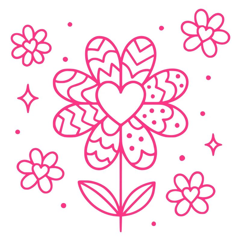 Flowers and hearts patterned