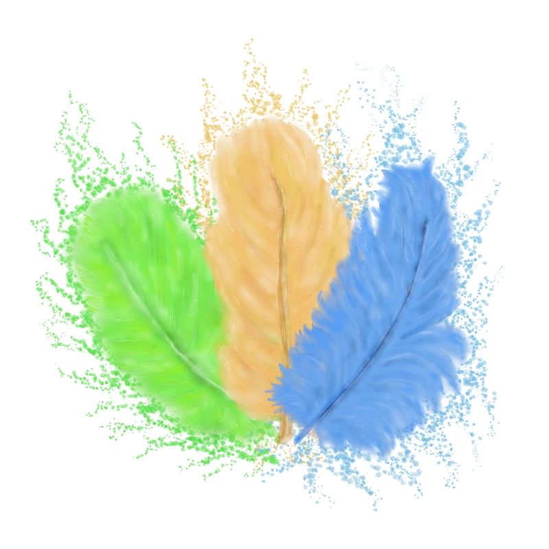 Feathers, colourfully mixed