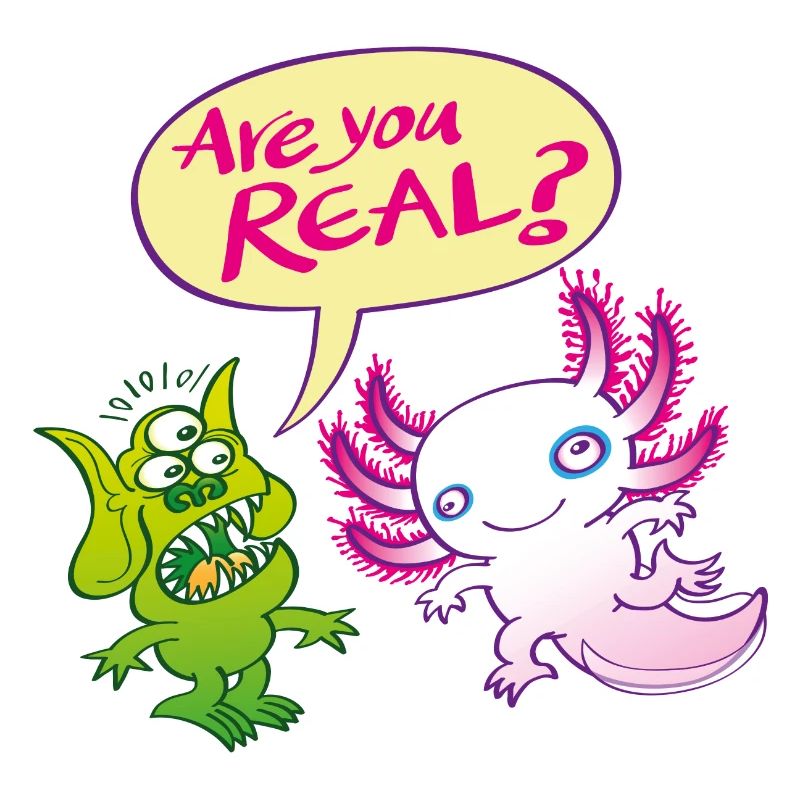 Alien surprised wonders if the axolotl is real