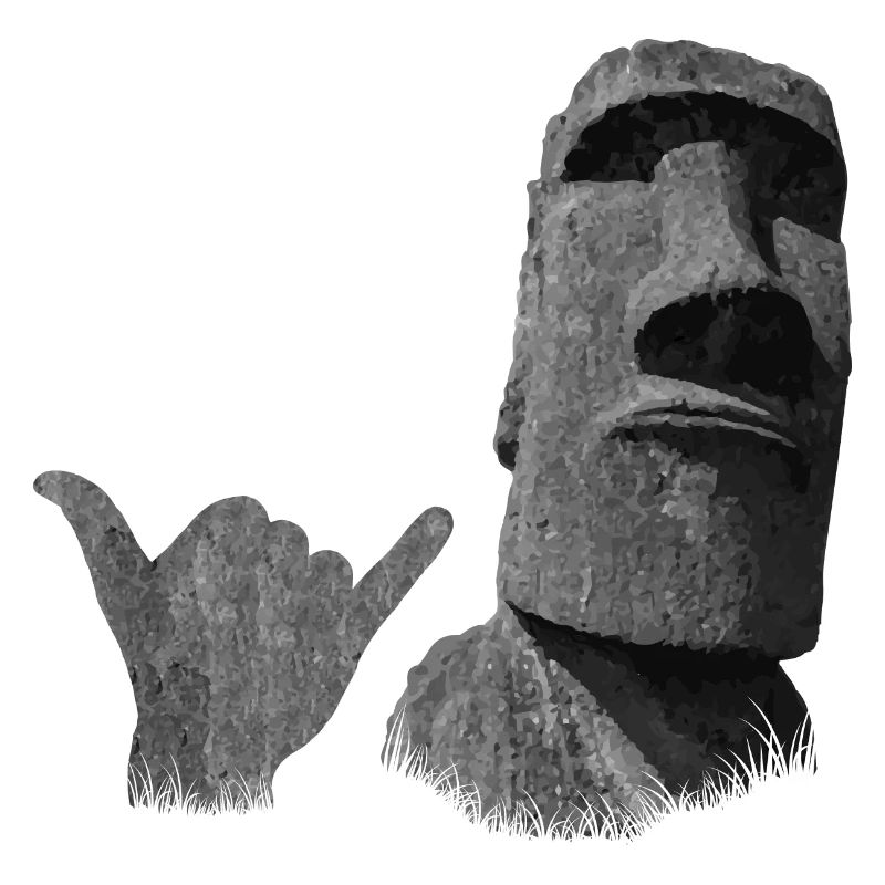 Funny Easter Island Moai Statue Surfer Shaka