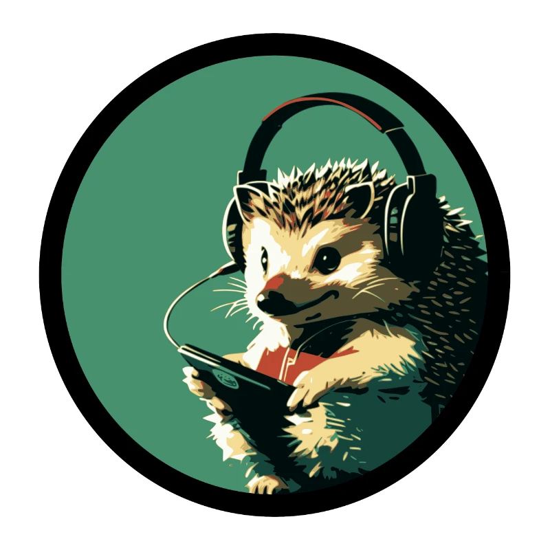 Hérisson avec écouteurs