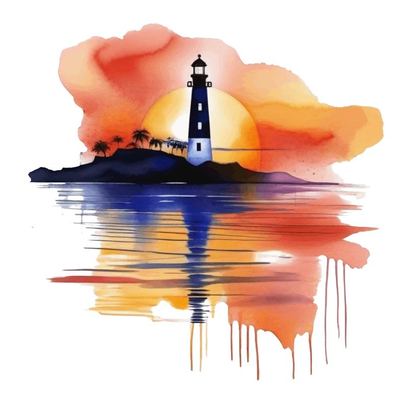 Scène de phare à l'aquarelle
