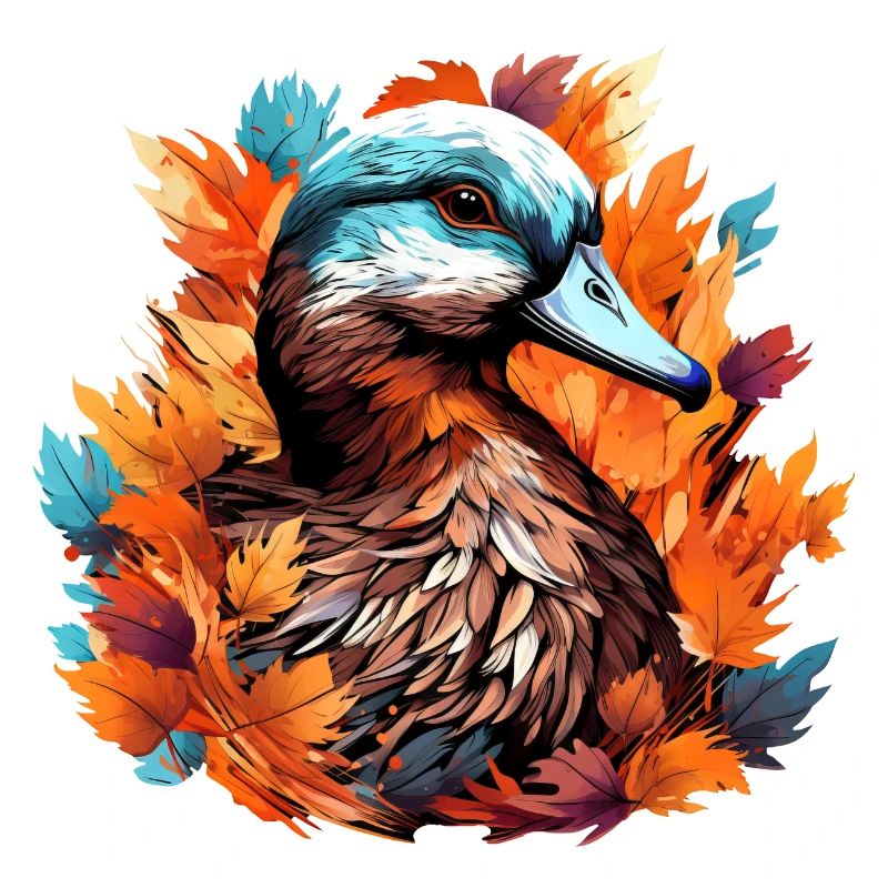 Canard doux dans le feuillage d’automne
