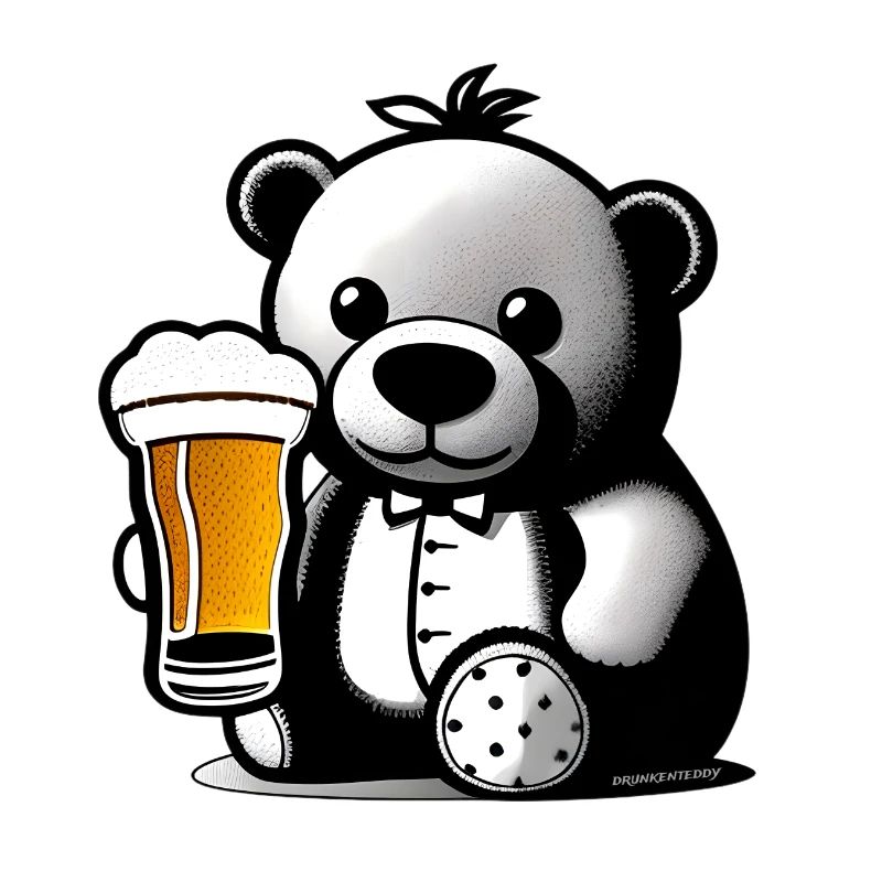 Teddy drinking Beer