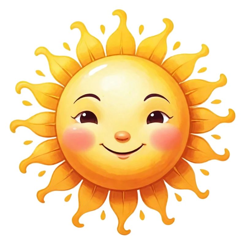 A funny and cheerful sun face Sun