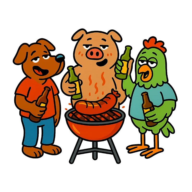 Barbecue Friends Animals Drinking