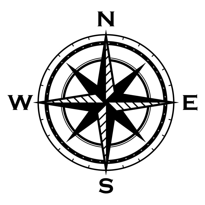 Compass symbol wind rose cardinal direction