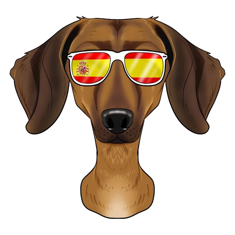 Teckel I Espagne Lunettes de soleil I Drapeau espagnol