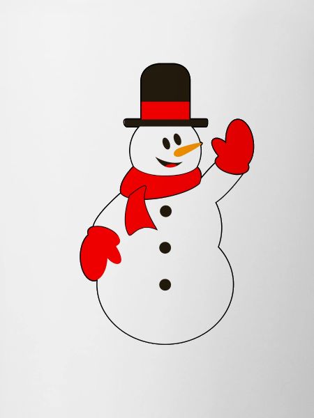 Snowman with hat waving
