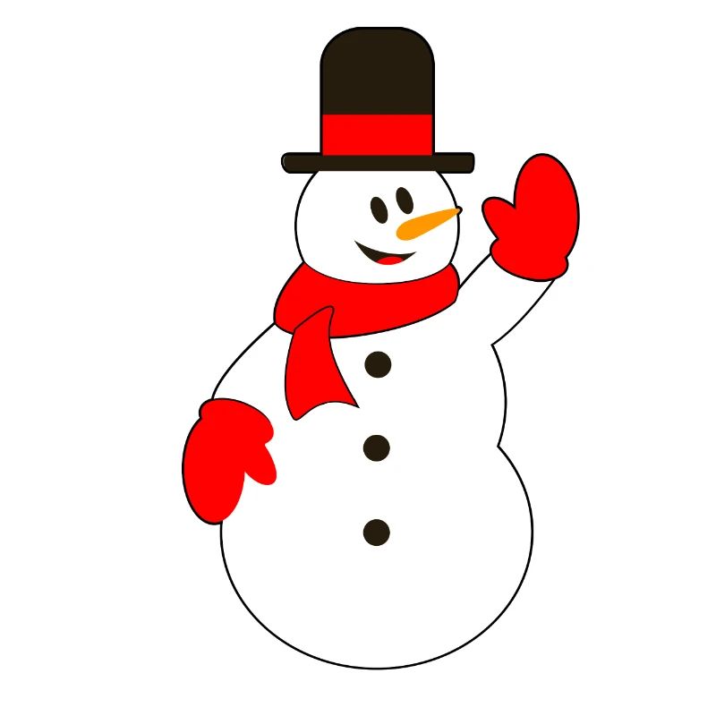 Snowman with hat waving