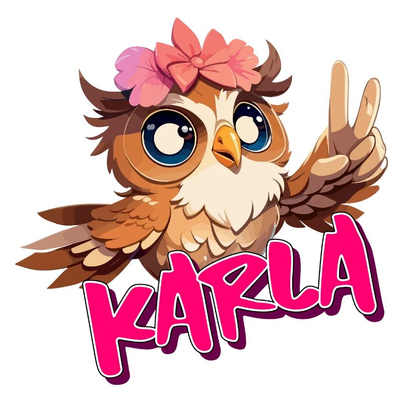 KARLA - Schöner Mädchen Name mit süßer EULE