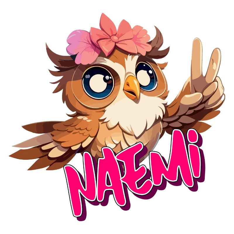 NAEMI - Schöner Mädchen Name mit süßer EULE