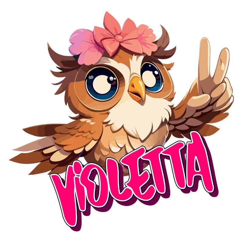 VIOLETTA - Schöner Mädchen Name mit süßer EULE
