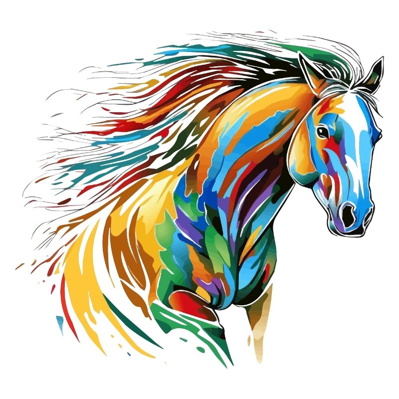 Murmure du vent : majestueux cheval arc-en-ciel