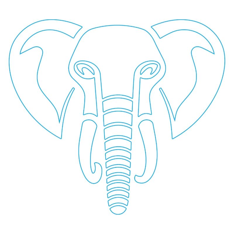 Elephant Majesty: empreinte de tête d’éléphant, bleu.
