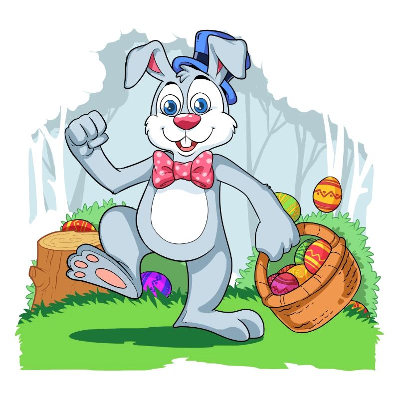 Easter Bunny With Colorful Egg Basket