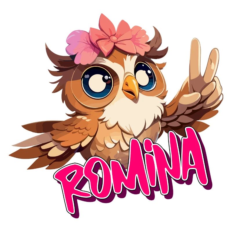 ROMINA - Schöner Mädchen Name mit süßer EULE