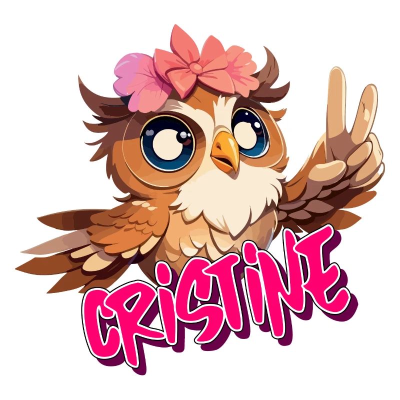 CRISTINE - Schöner Mädchen Name mit süßer EULE