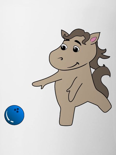 Horse foal plays bowling