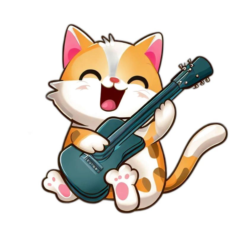 Chat avec guitare