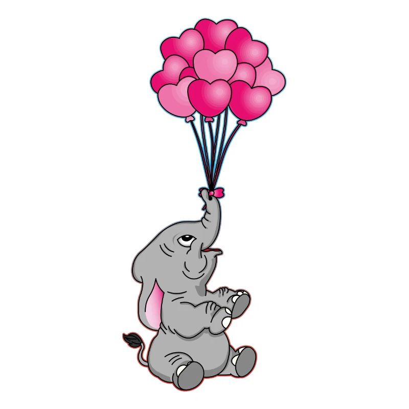 lustiger Elefant mit Herz Luftballons | Elefanten