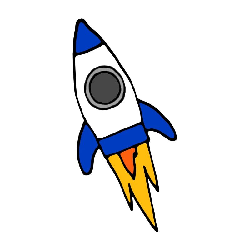 Caricature de fusée bleue