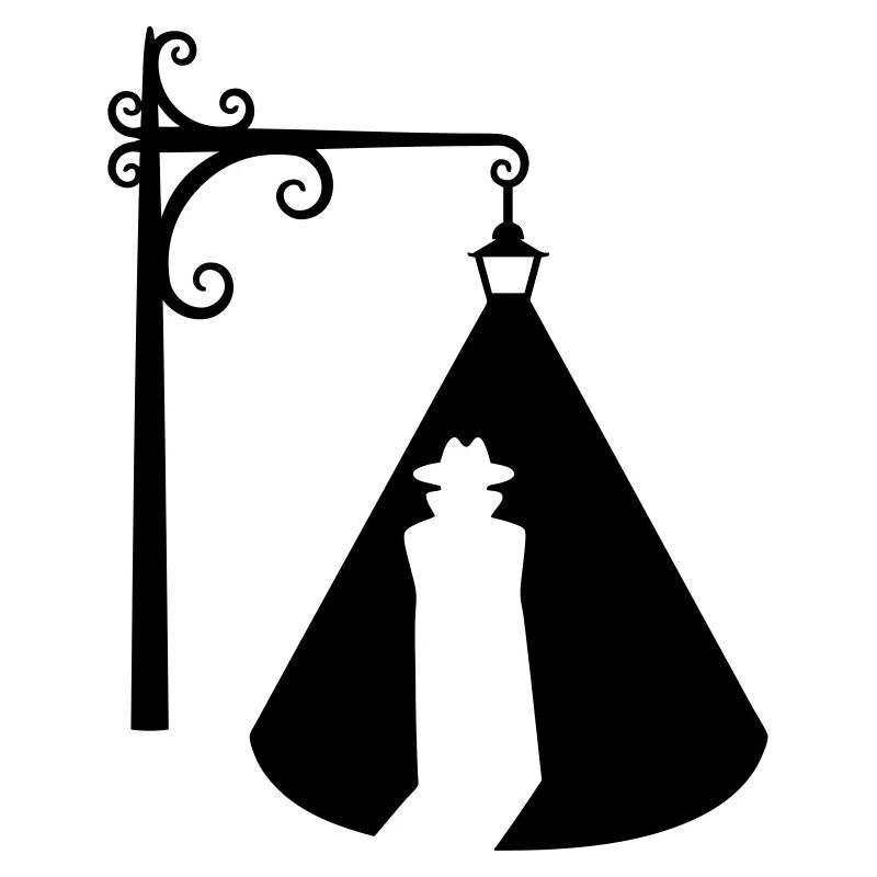 Mann unter Straßenlaterne Silhouette