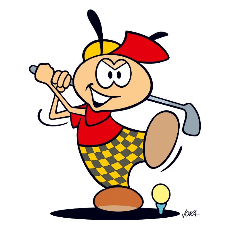 GOLF cartoon - ant pulls out to tee off