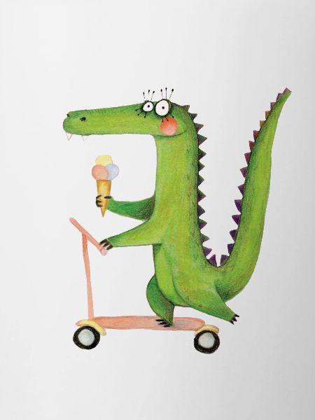 Krokodil auf Roller