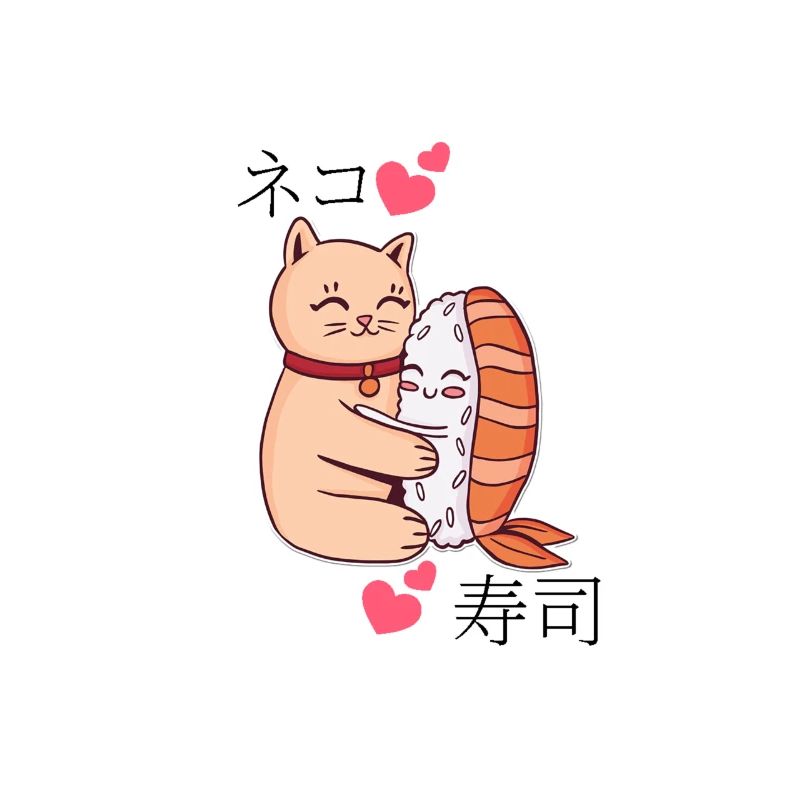 chat sushi doux kawaii