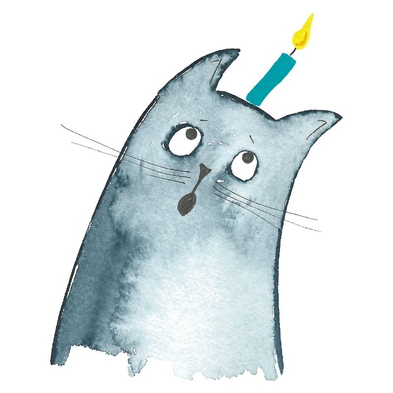 Chat d’anniversaire avec bougie - Joyeux anniversaire