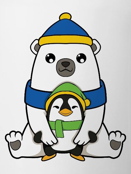 Polar bear with penguin