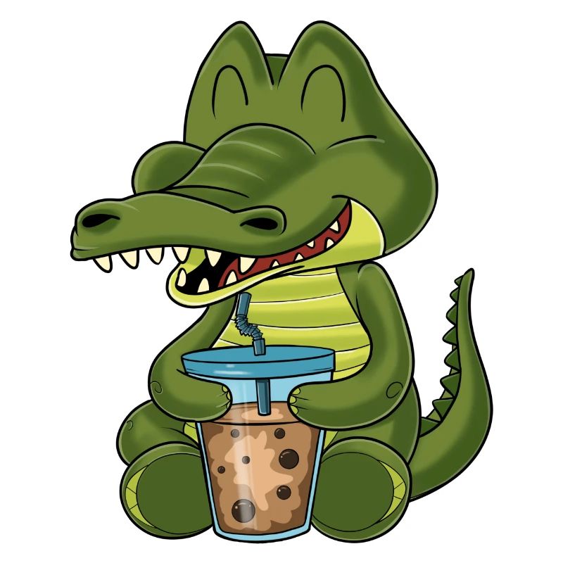 Bubble Tea Kawaii Crocodile I Boba Tea Otaku