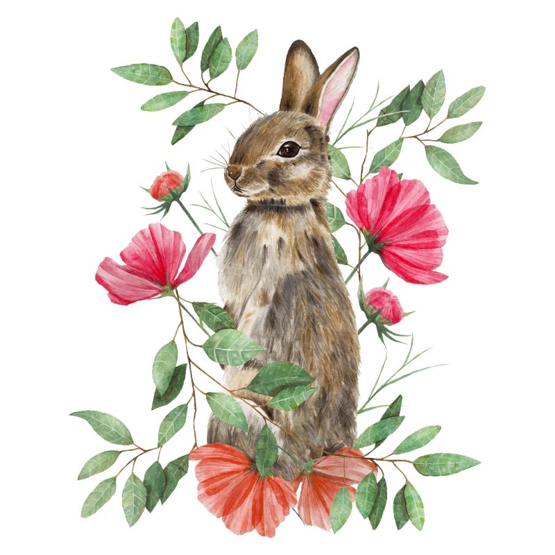 Rabbit with flowers