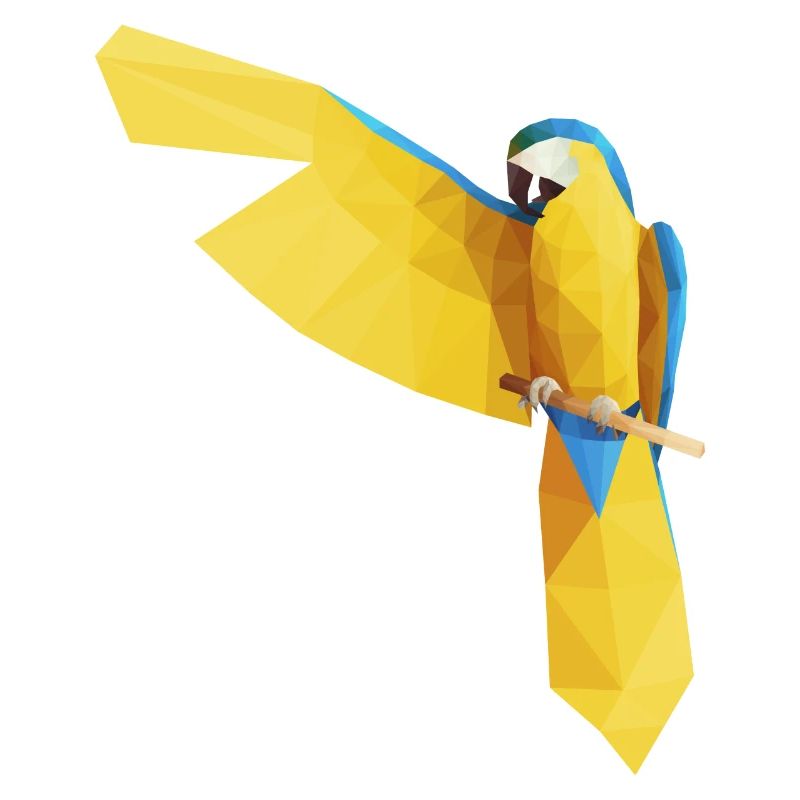Bleu Ara Low Poly