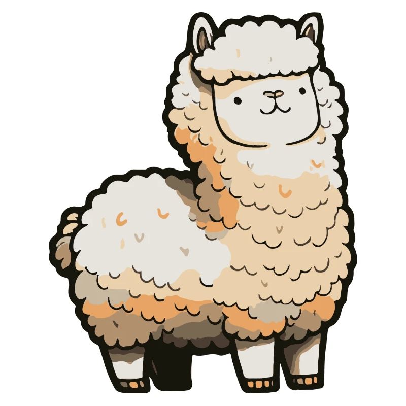 Comic Cute Kawaii Sticker Lama Alpaca Sheep